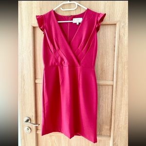 Nicole Miller Studio Sangria Ruffle Cap Sleeve Sheath Dress